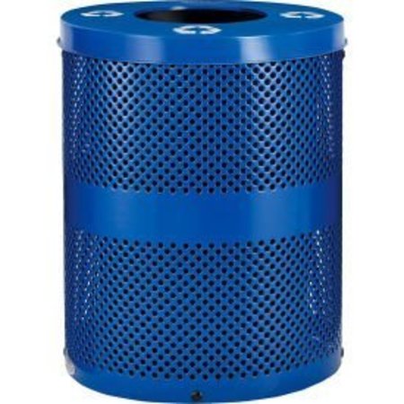 GLOBAL EQUIPMENT Perforated Recycling Can w/Flat Lid, 32 Gallon, Blue 261959BL